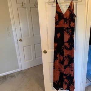 Black and orange acid wash dress